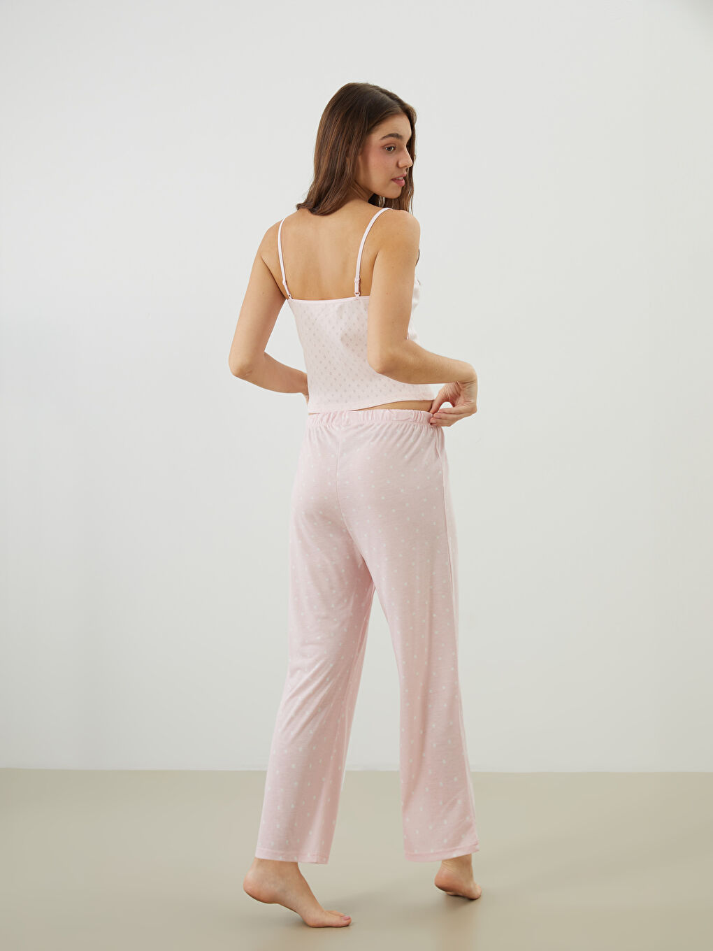 LCW DREAM Pembe Beli Lastikli Puantiyeli Kadın Pijama Altı