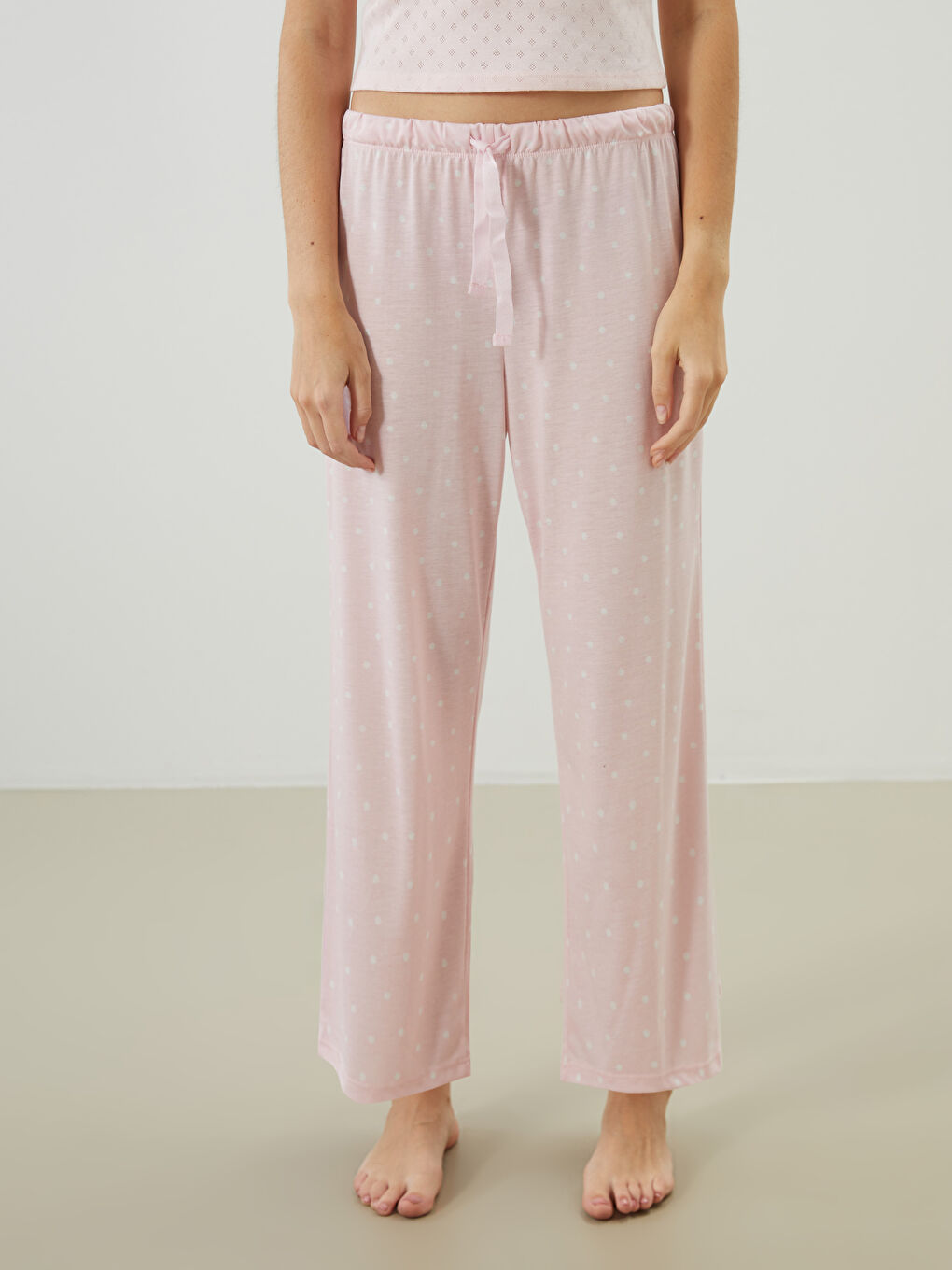 LCW DREAM Pembe Beli Lastikli Puantiyeli Kadın Pijama Altı - 1