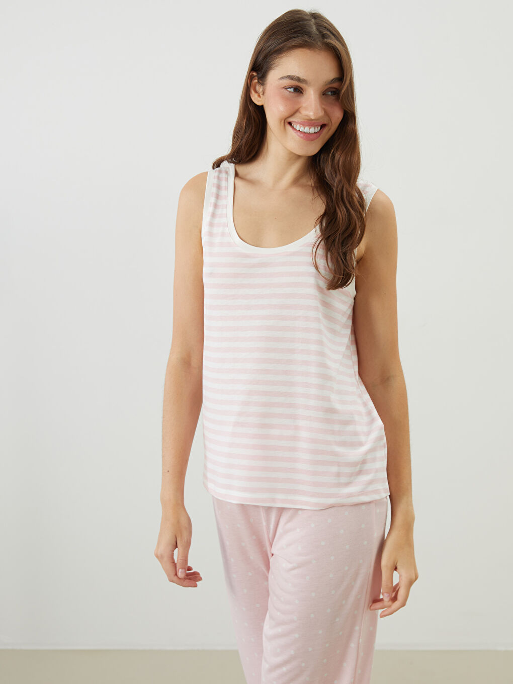 Crew Neck Striped Women's Pyjama Top 2 Pack -S5H978Z8-LT4