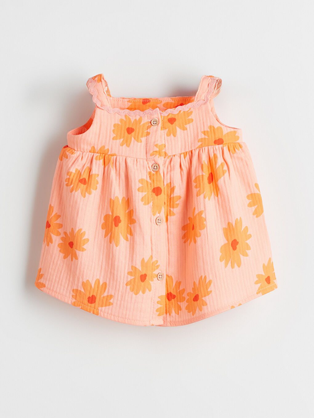 LCW baby Pembe Çiçekli Kız Bebek Müslin Bluz ve Şort 2'li - 1