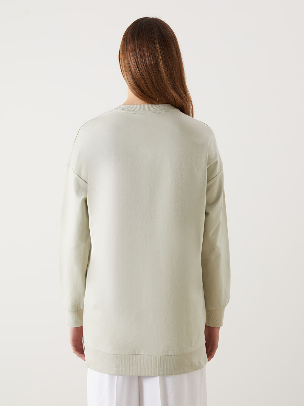 LCW Modest Crew Neck Embroidered Oversize Women's Sweatshirt Tunic -S5H992Z8-FKT