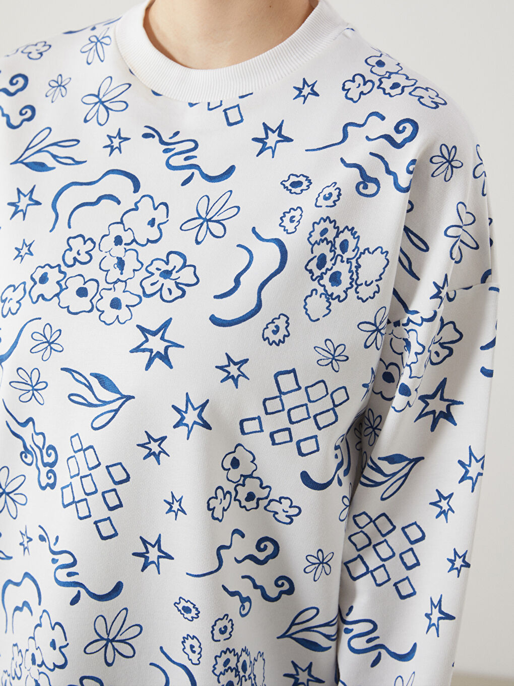LCW Modest Patterned Oversize Women's Sweatshirt Tunic -S5HA12Z8-LQQ