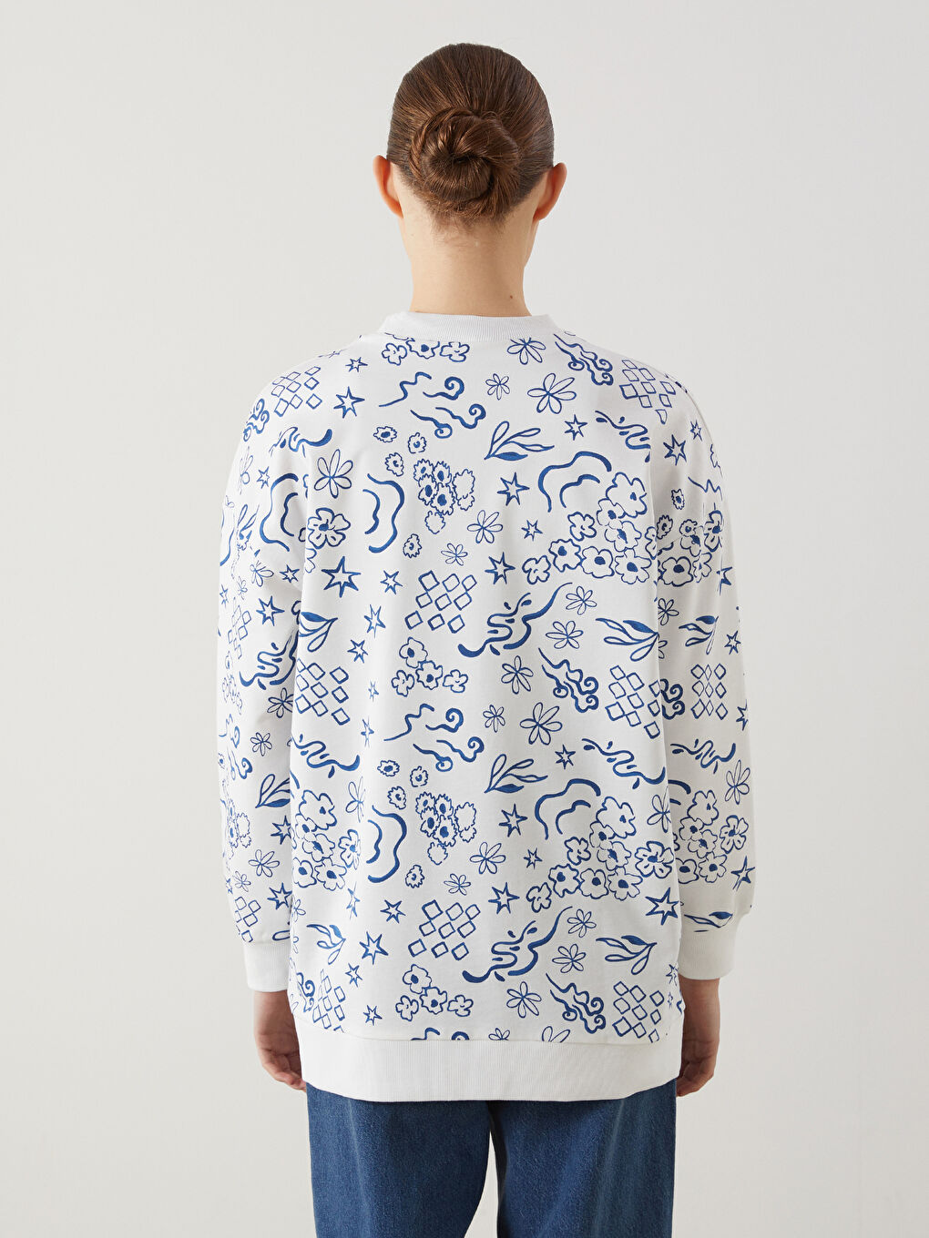 LCW Modest Patterned Oversize Women's Sweatshirt Tunic -S5HA12Z8-LQQ