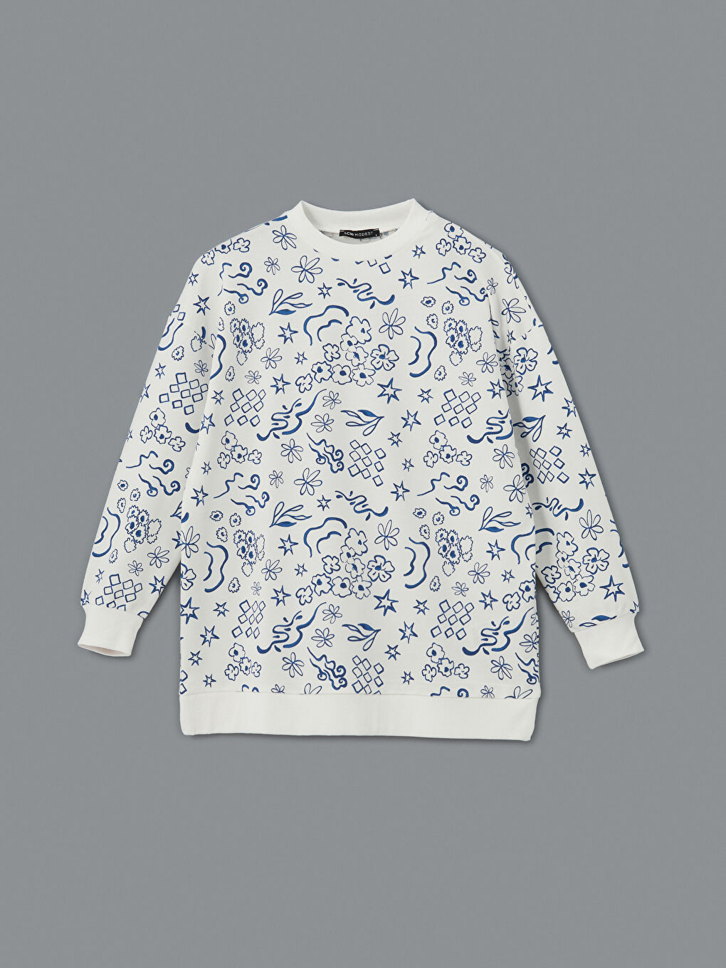 LCW Modest Patterned Oversize Women's Sweatshirt Tunic -S5HA12Z8-LQQ
