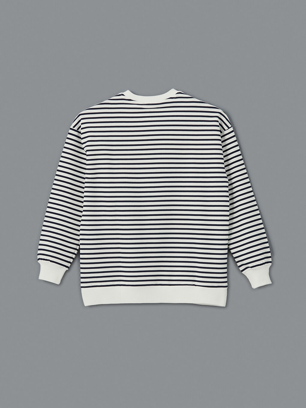 LCW Modest Crew Neck Striped Women's Sweatshirt Tunic -S5HA15Z8-LGP
