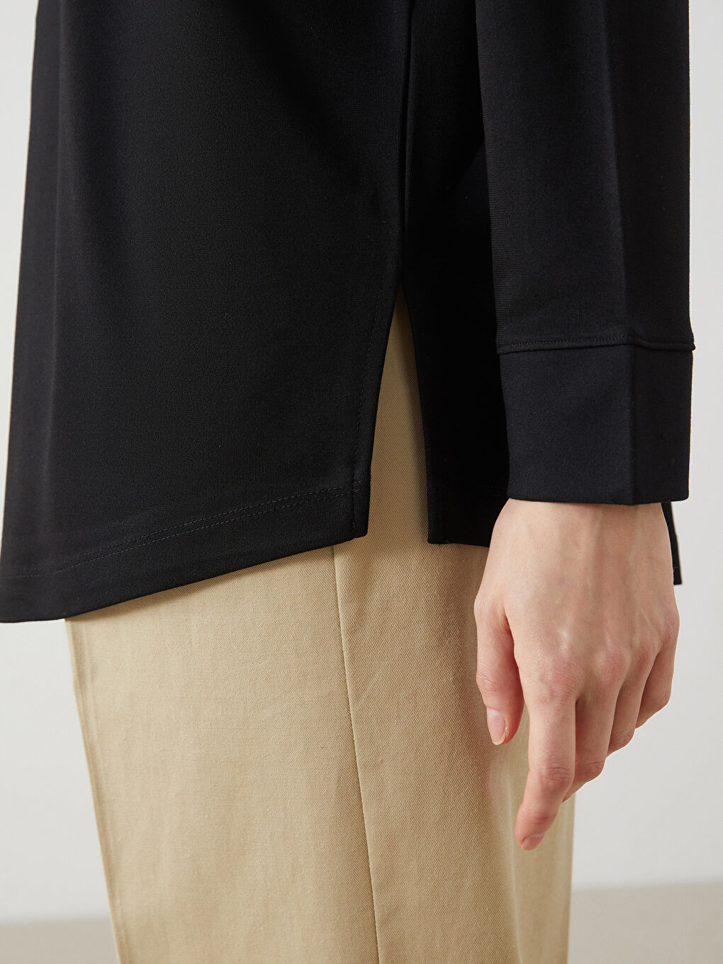 Siyah Bisiklet Yaka Oversize Kadın Sweatshirt Tunik-4