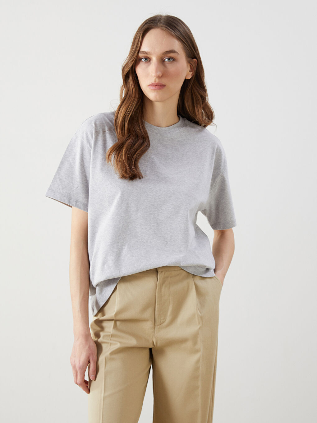 Crew Neck Oversize Women's Tunic -S5HA28Z8-D2X