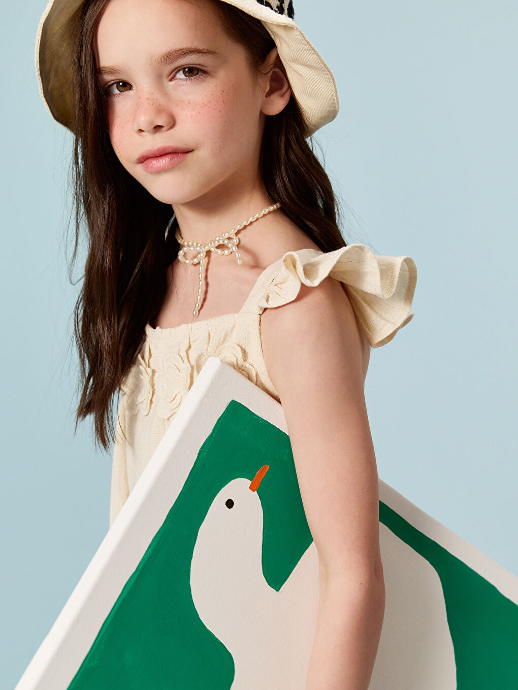 Square Collar Girls' Dobby Dress -S5HA48Z1-CWP