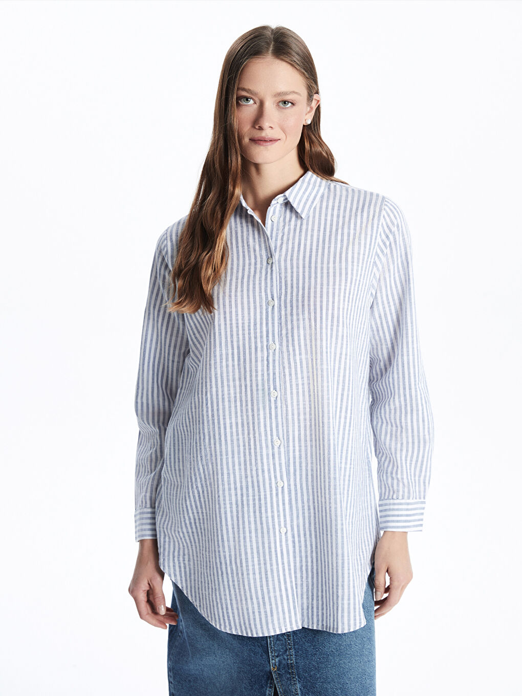 Striped Women's Shirt Tunic -S5HA65Z8-LGB