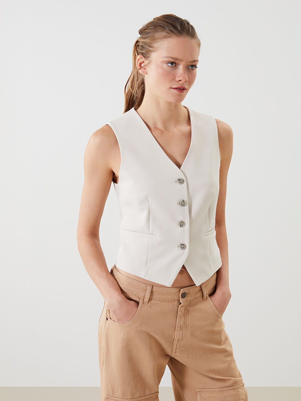 LCWAIKIKI Classic V Neck Women's Classic Waistcoat -S5HA94Z8-FZJ