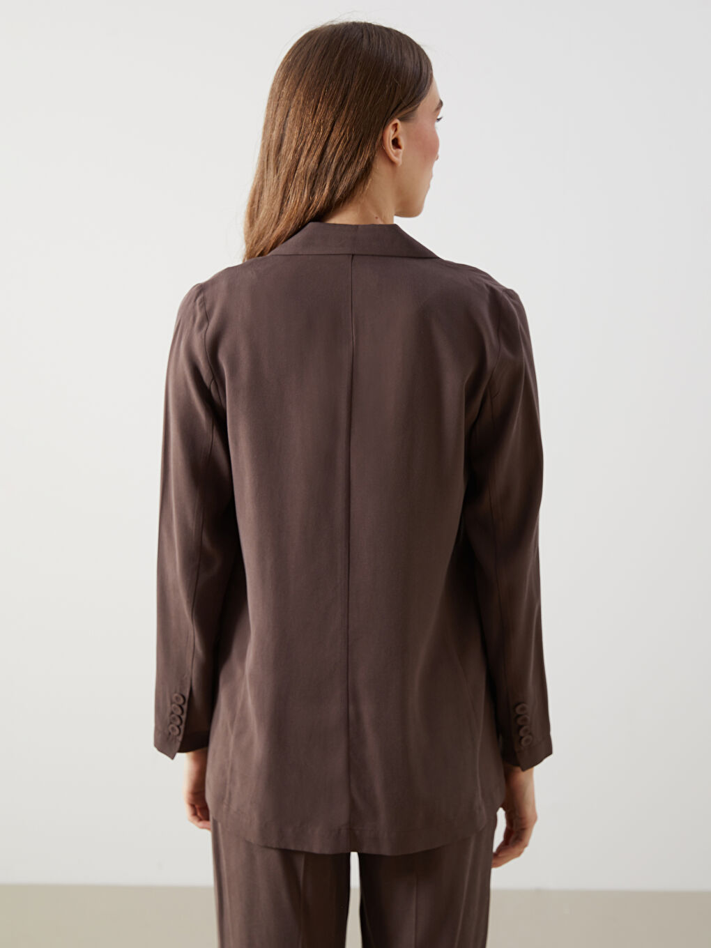 Kahverengi Regular Fit Kadın Blazer Ceket-5