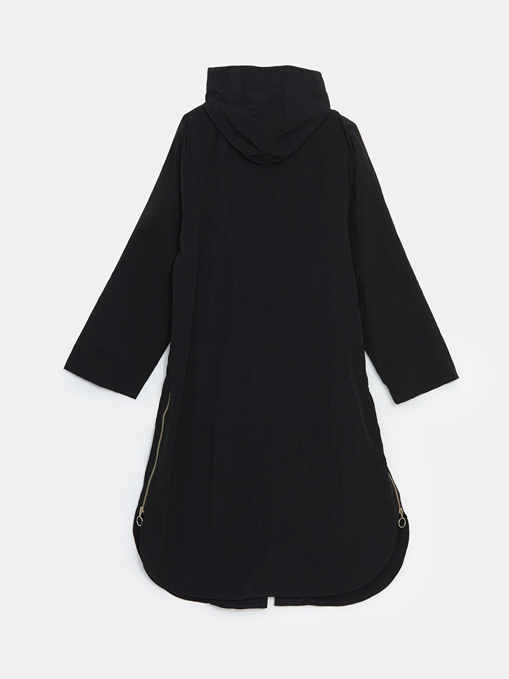 LCWAIKIKI Classic Siyah Kapüşonlu Düz Oversize Kadın Tunik - 6