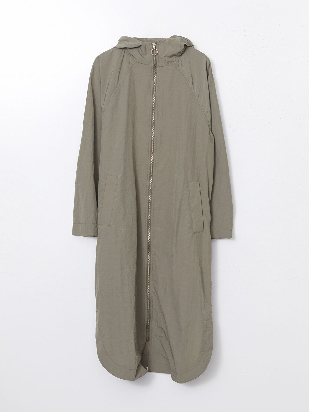 Haki Kapüşonlu Düz Oversize Kadın Tunik-6