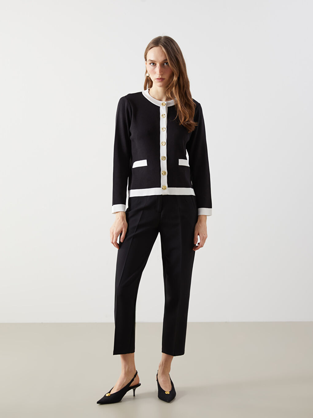 Crew Neck Women's Knitwear Cardigan -S5HB13Z8-CVL