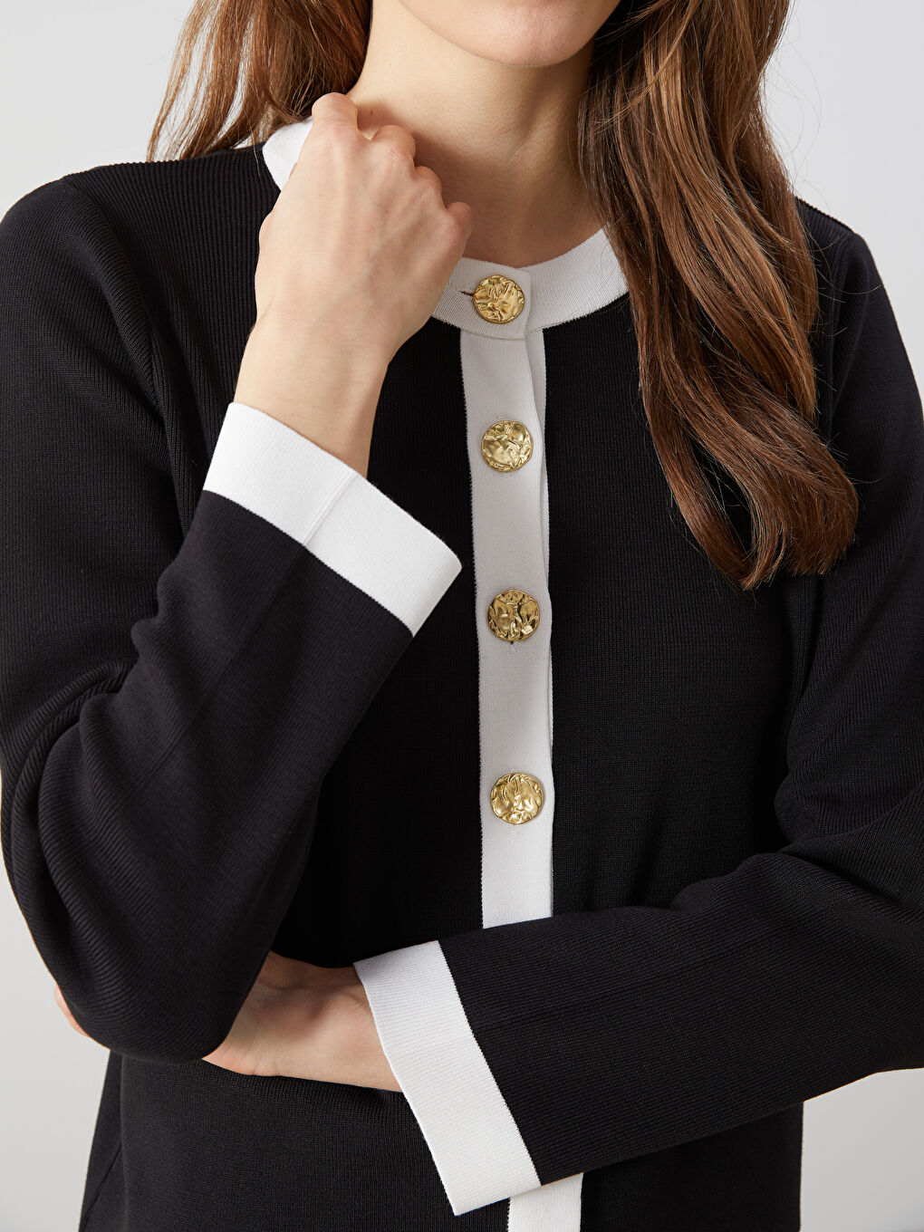 Crew Neck Women's Knitwear Cardigan -S5HB13Z8-CVL