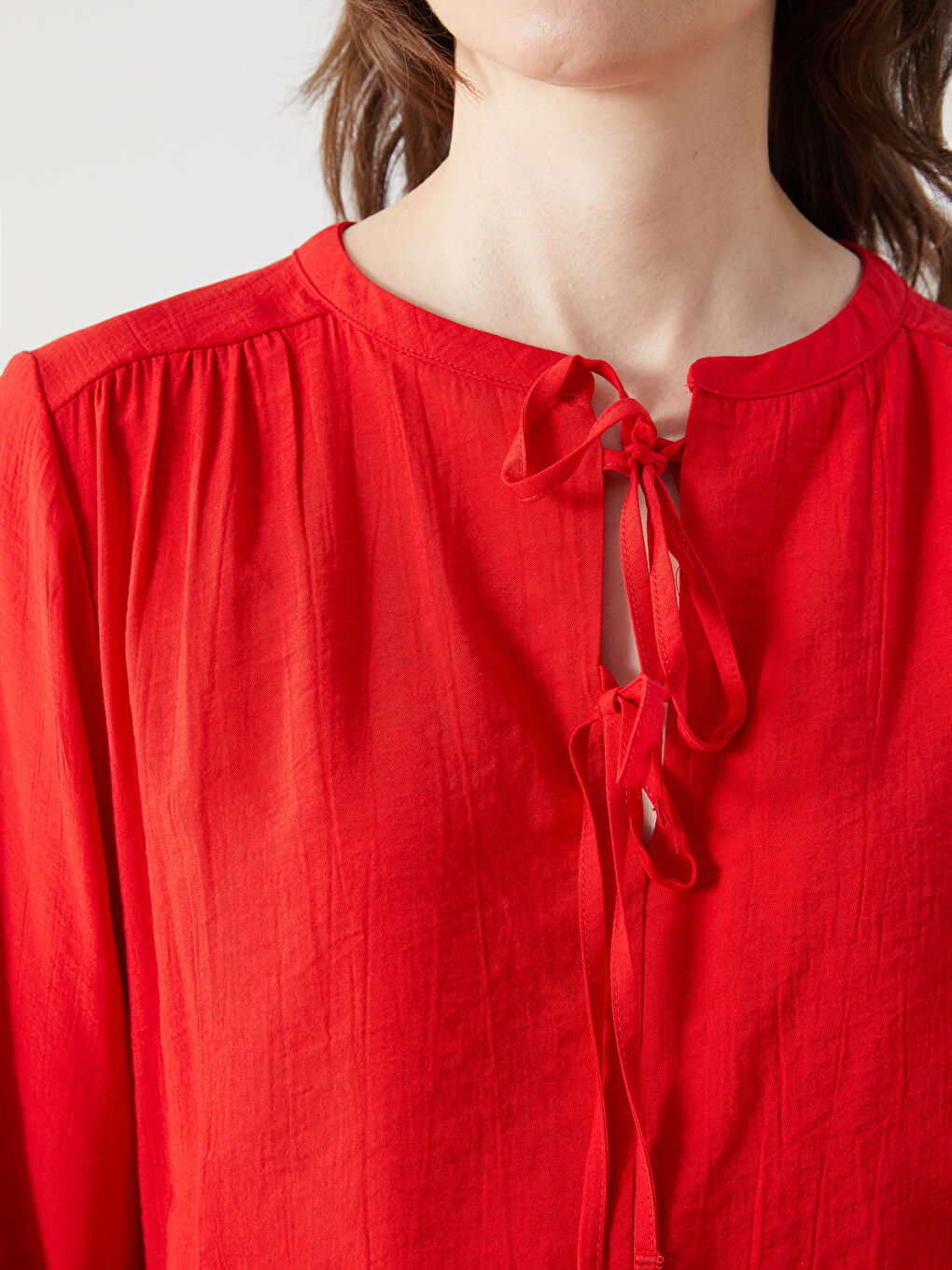 Tie Neck Women's Blouse -S5HB29Z8-HBP