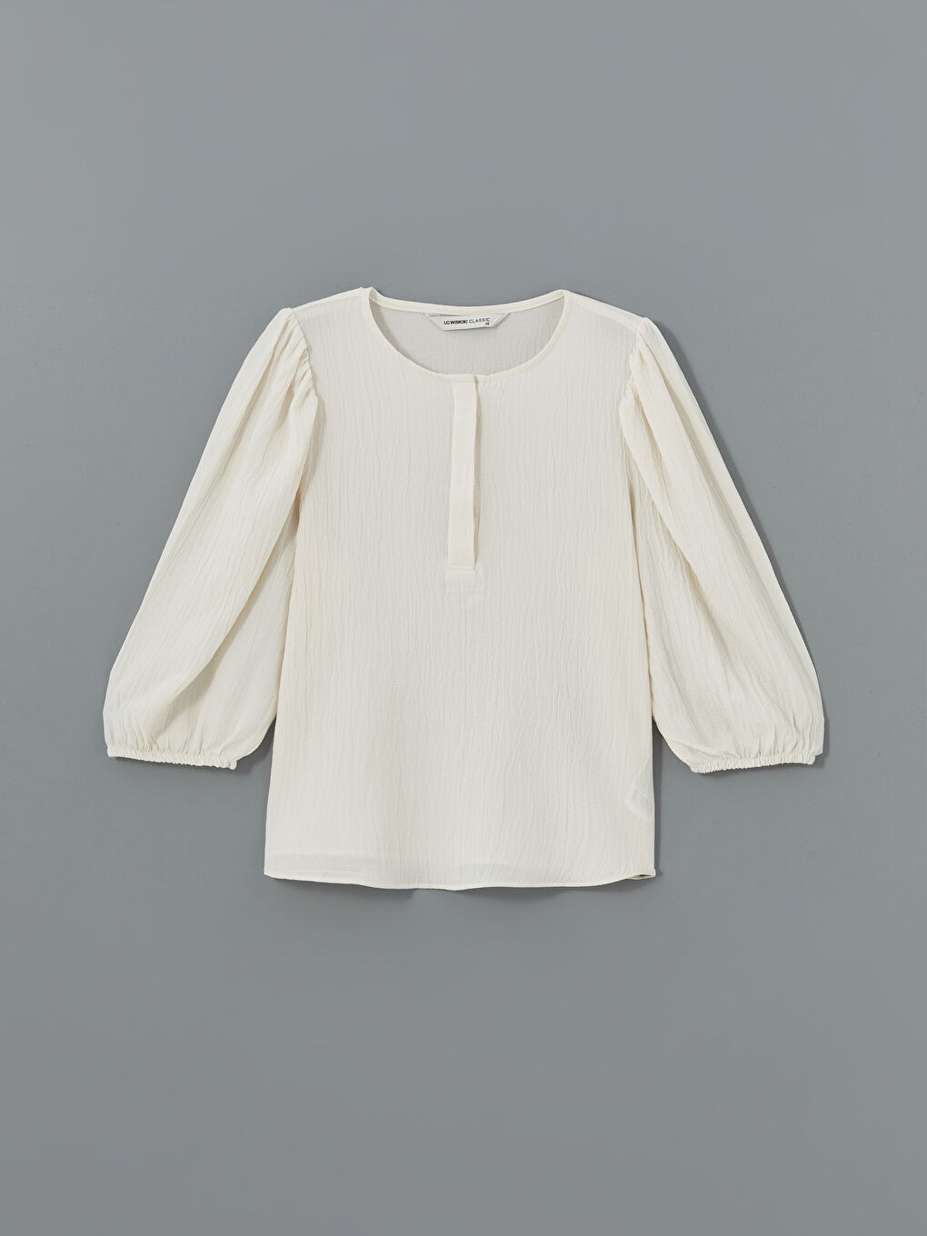Crew Neck Textured Women's Blouse -S5HB42Z8-FEW