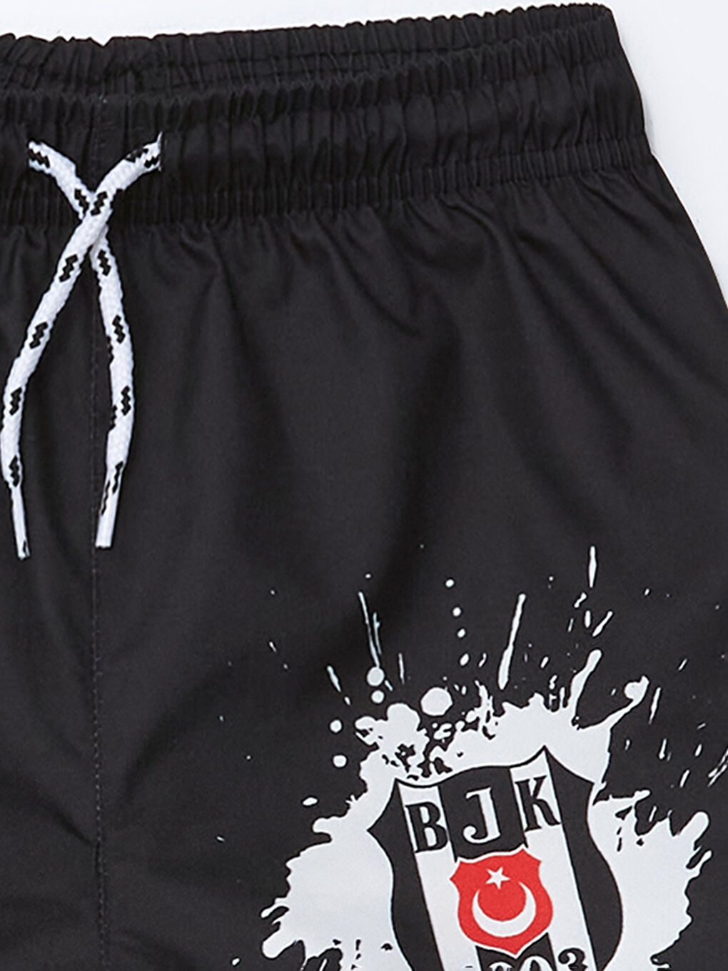 Siyah Beli Lastikli UV Korumalı Beşiktaş Baskılı Erkek Çocuk Deniz Şortu-2