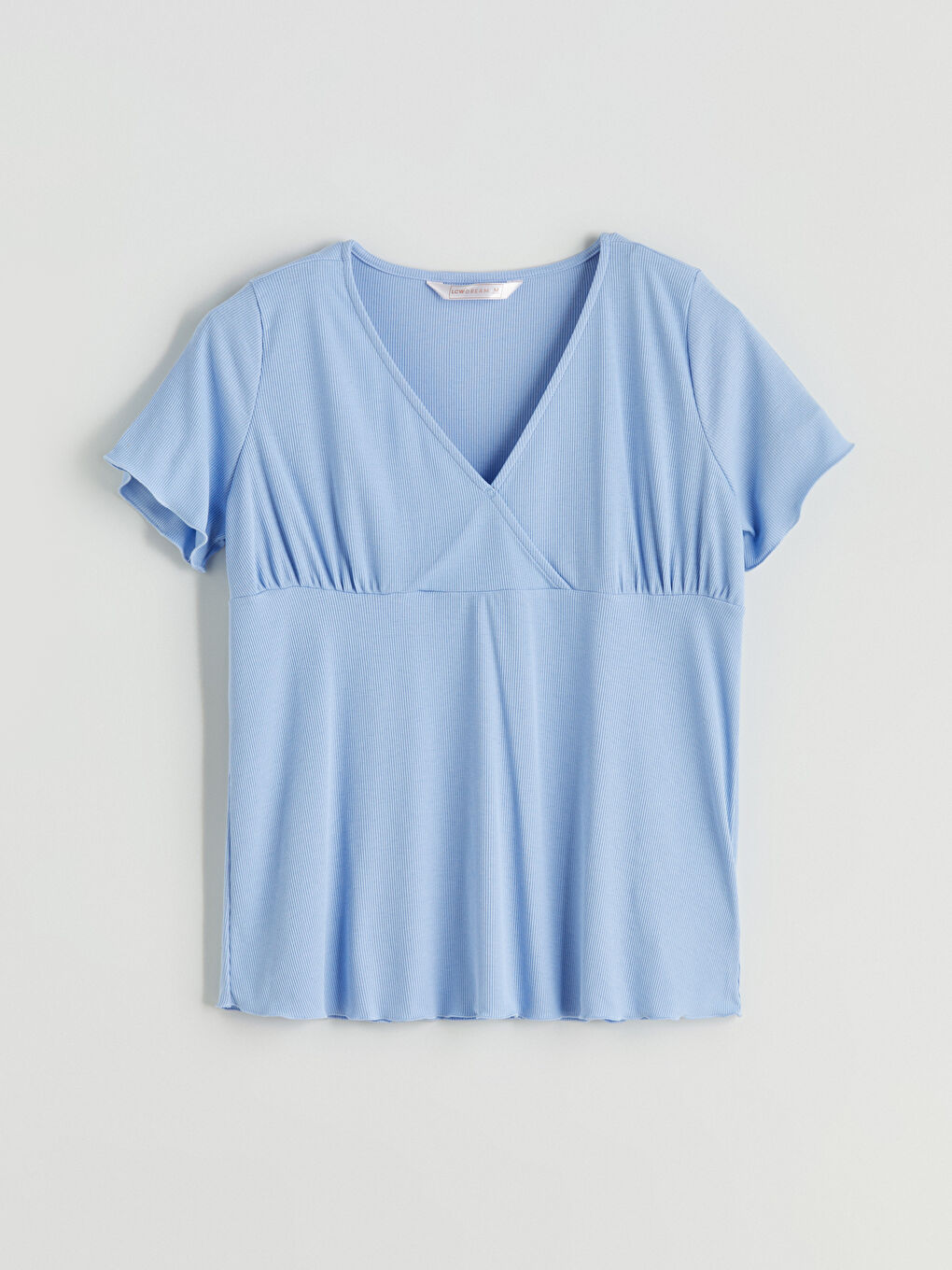 Mavi V Yaka Hamile Şortlu Pijama Takımı-5