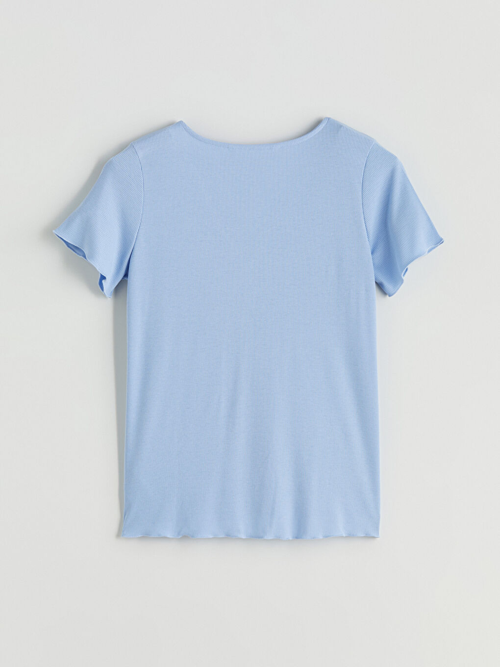 Mavi V Yaka Hamile Şortlu Pijama Takımı-6