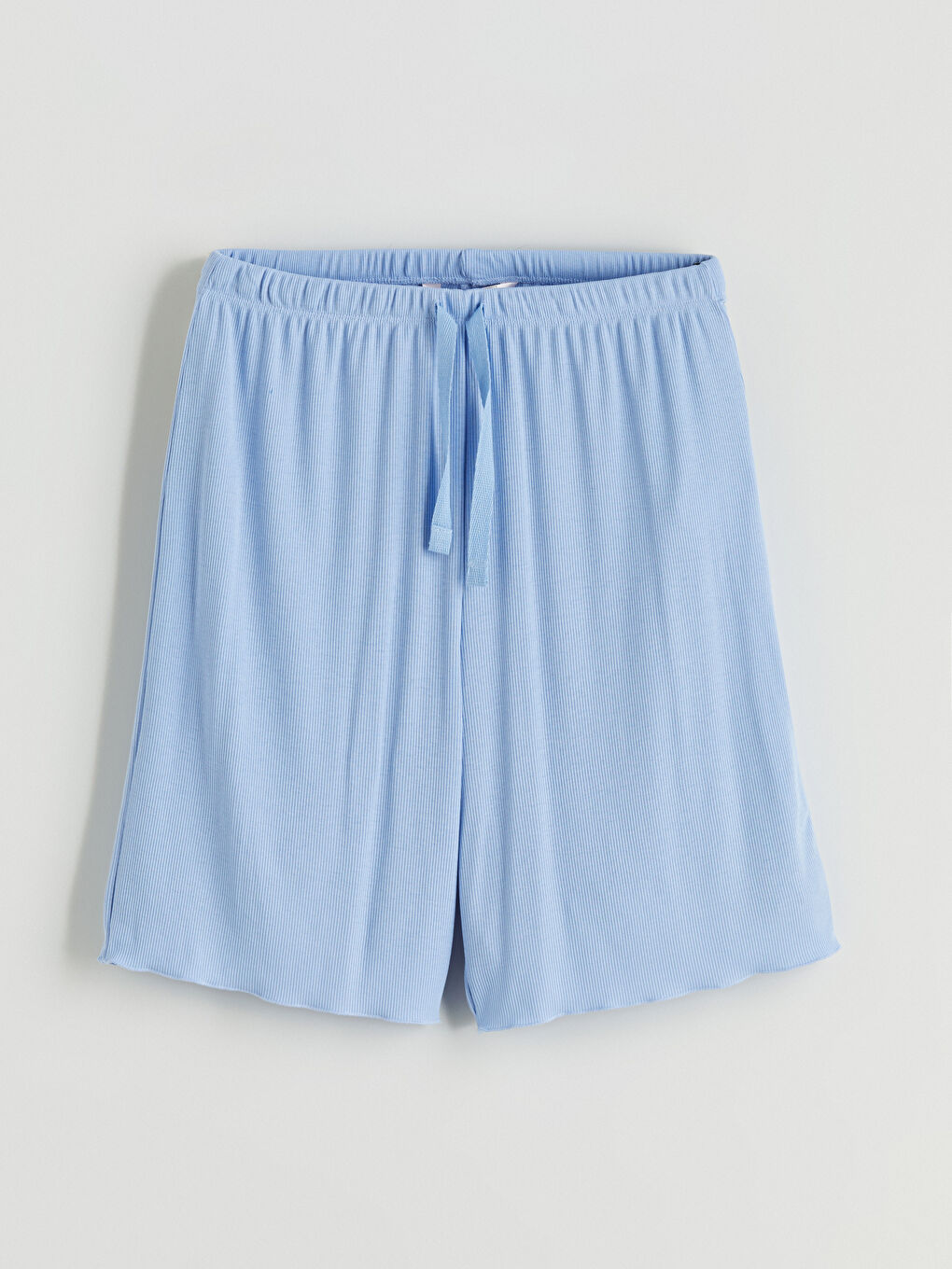 Mavi V Yaka Hamile Şortlu Pijama Takımı-7