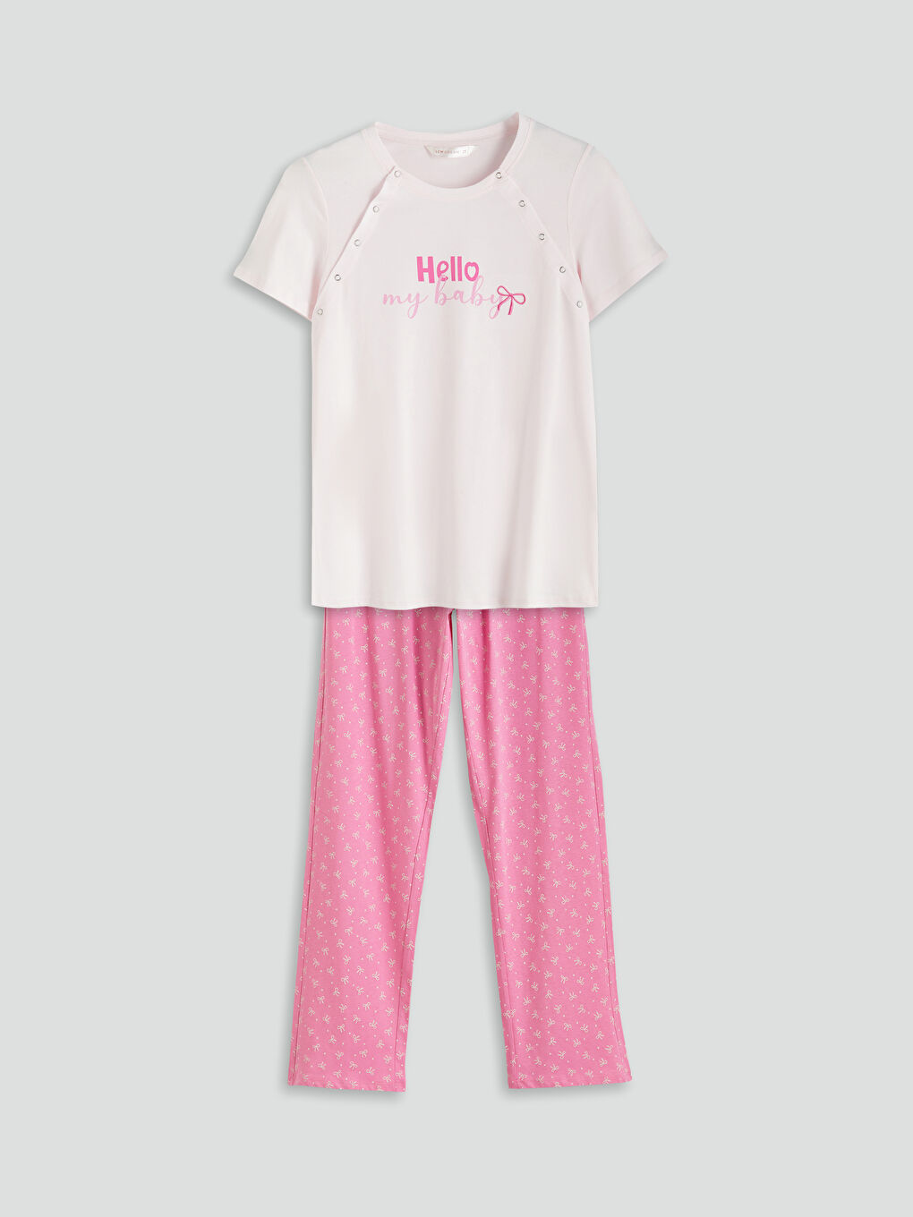 LC Waikiki Crew Neck Printed Maternity Pyjama Set -S5HB87Z8-LSC