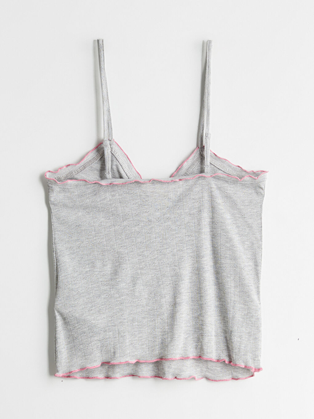 Gri V Yaka Büzgülü Kadın Pijama Üstü-1