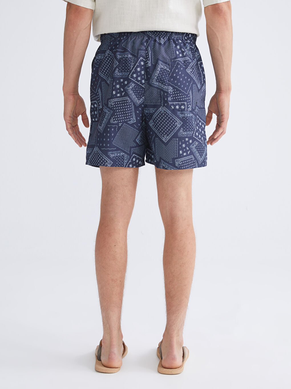 Short Patterned Men's Swimming Shorts-3