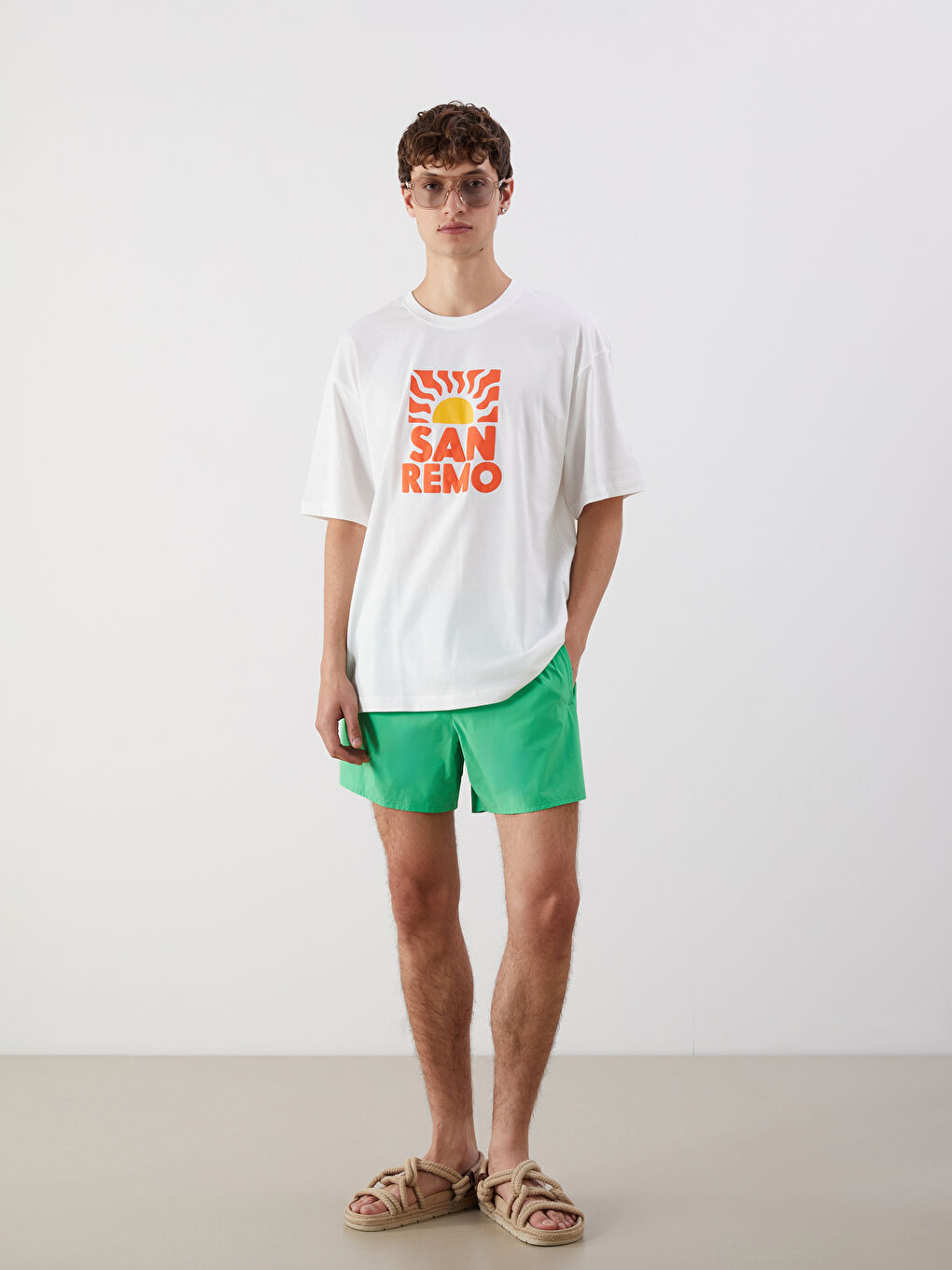 Yeşil Kısa Boy Basic Erkek Deniz Şortu