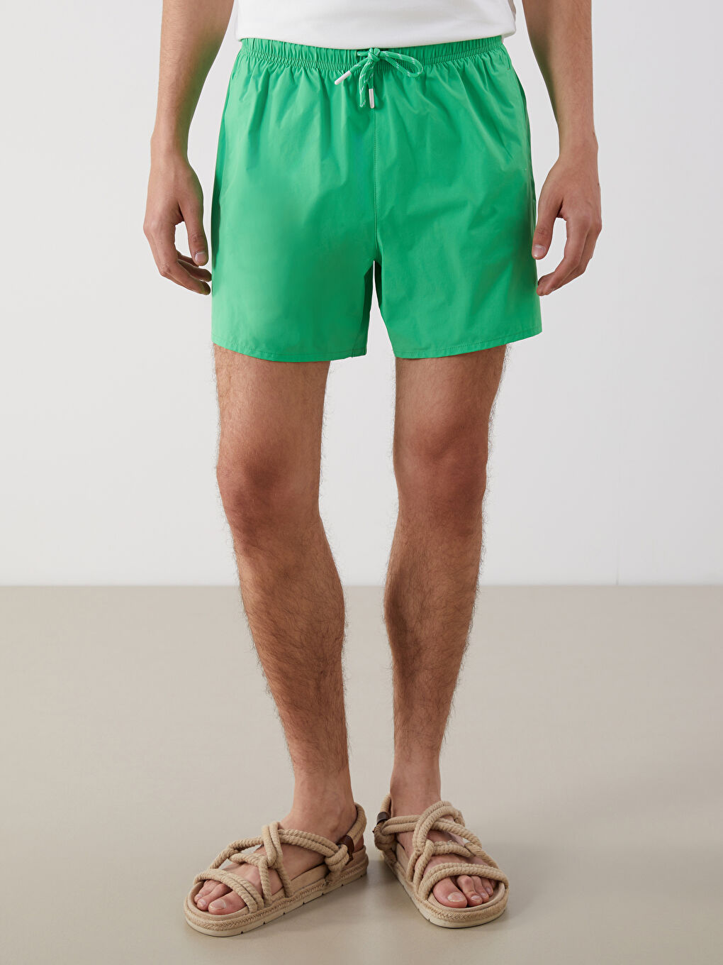 Yeşil Kısa Boy Basic Erkek Deniz Şortu-1