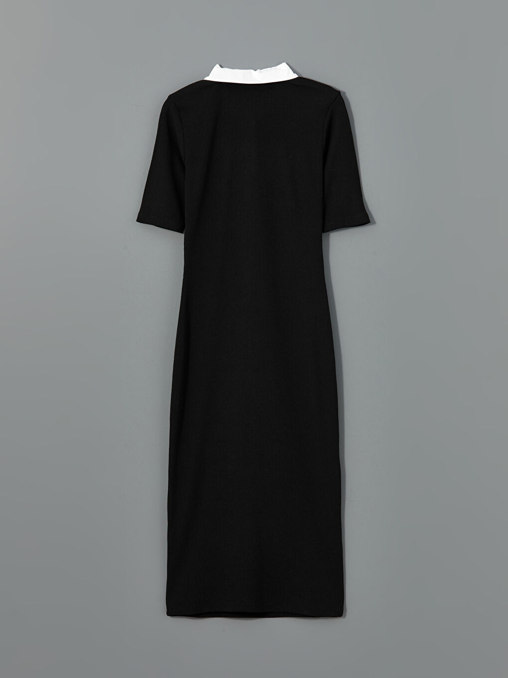 Siyah Gömlek Yaka Elbise-5