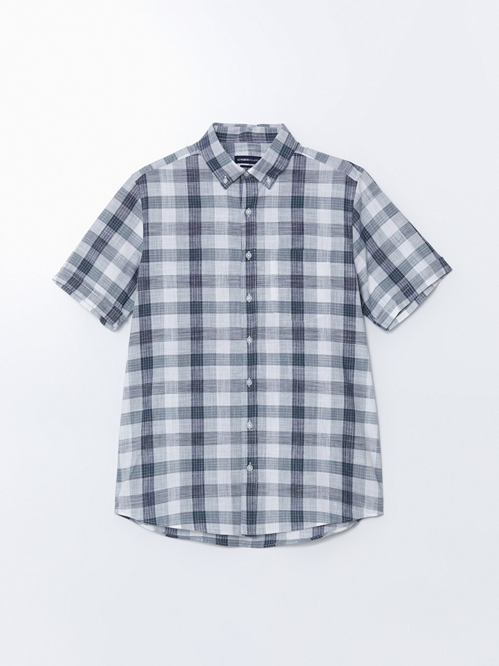 LCWAIKIKI Classic Standardni kroj Kratki rukav Karirani dezen Poplin Muška košulja -S5HD05Z8-LME
