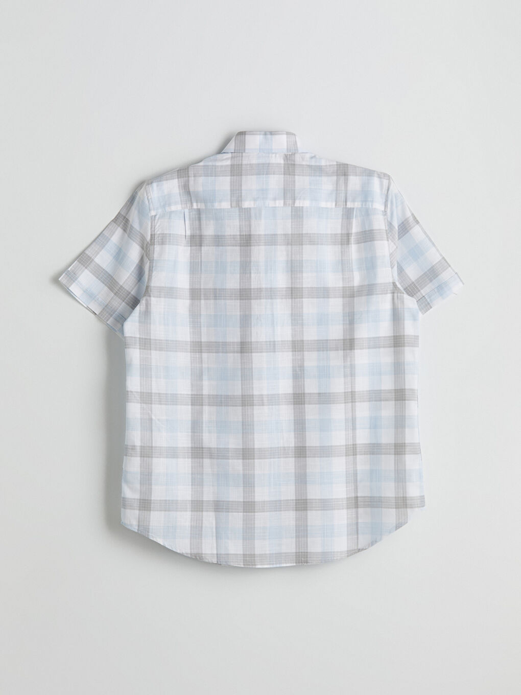 Regular Fit Short Sleeve Plaid Poplin Men's Shirt-5