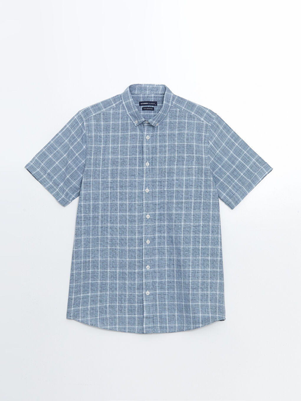 Regular Fit Short Sleeve Plaid Poplin Men's Shirt-4