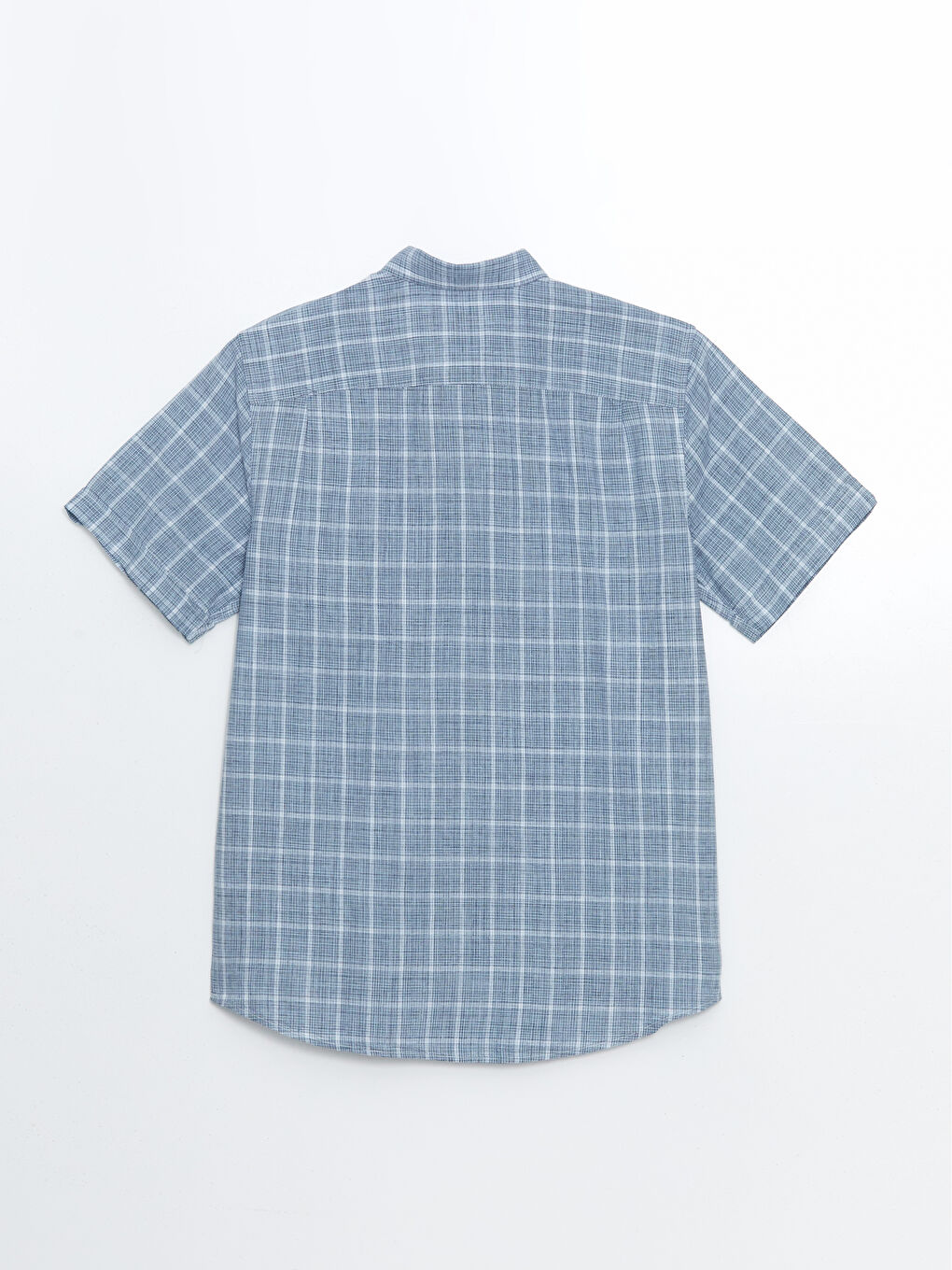Regular Fit Short Sleeve Plaid Poplin Men's Shirt-5