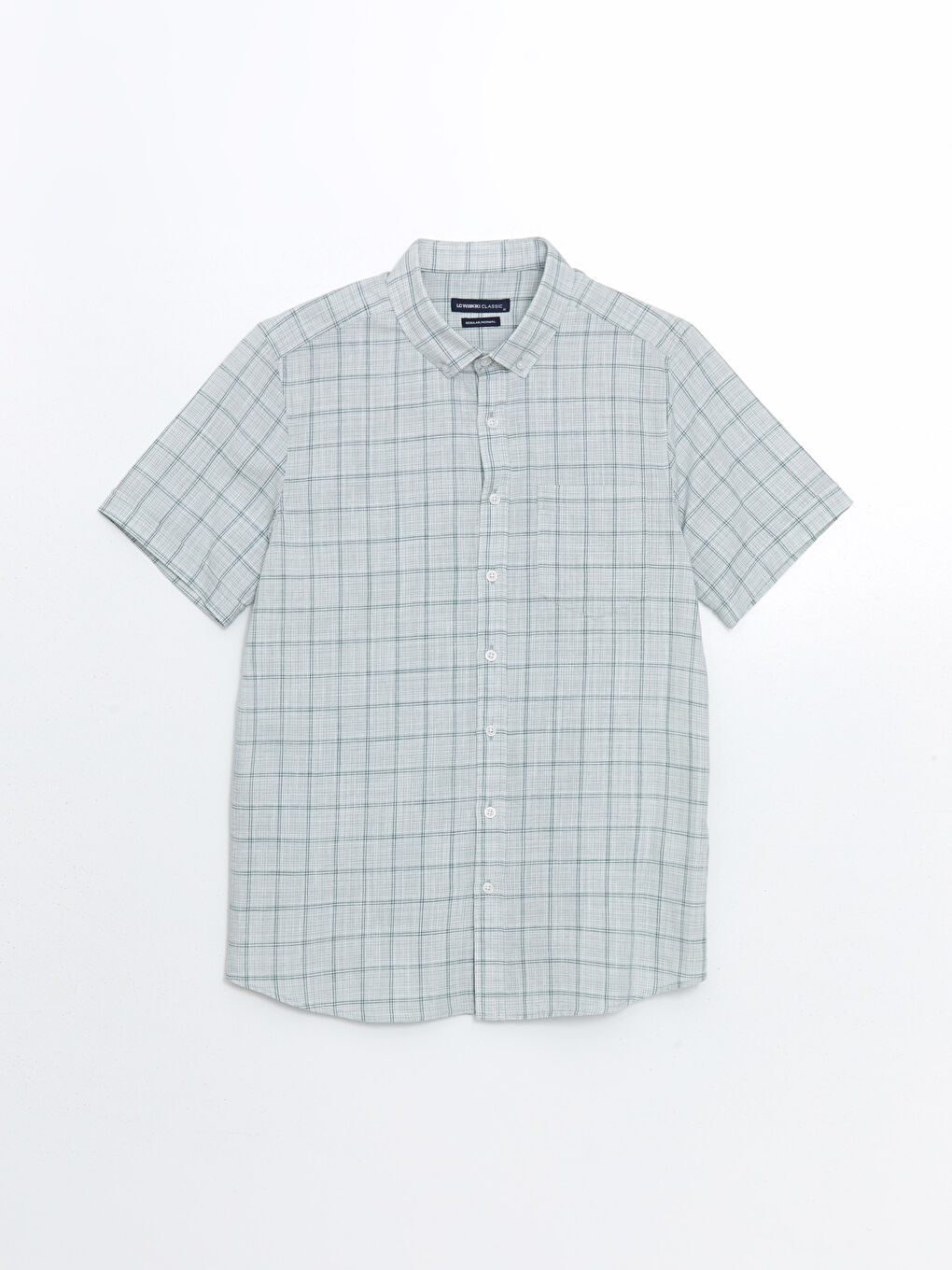 Regular Fit Short Sleeve Plaid Poplin Men's Shirt-8