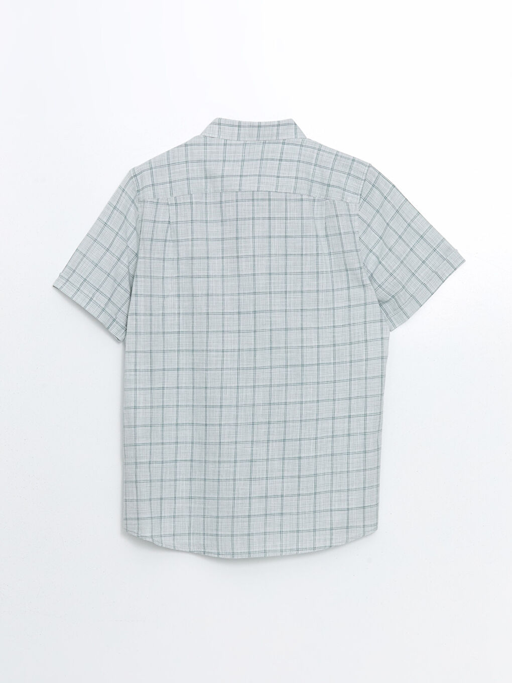 Regular Fit Short Sleeve Plaid Poplin Men's Shirt-9