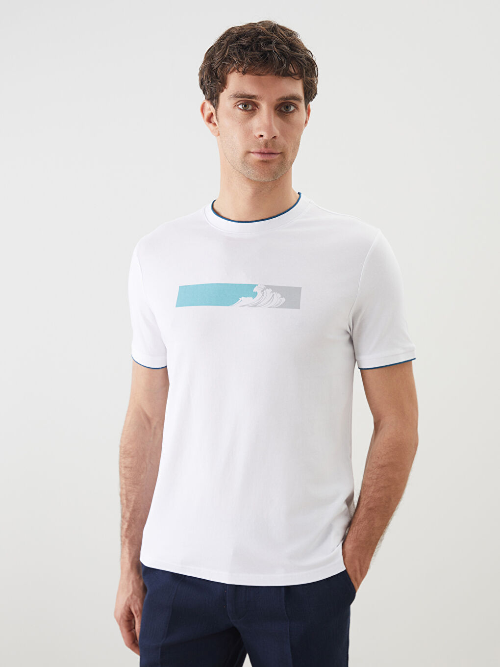 Crew Neck Short Sleeve Printed Combed Cotton Men's T-shirt -S5HD21Z8-Q6K