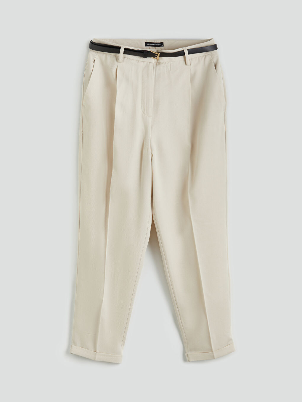 LCWAIKIKI Classic Belted High Waist Loose Fit Women's Trousers -S5HD25Z8-QH3