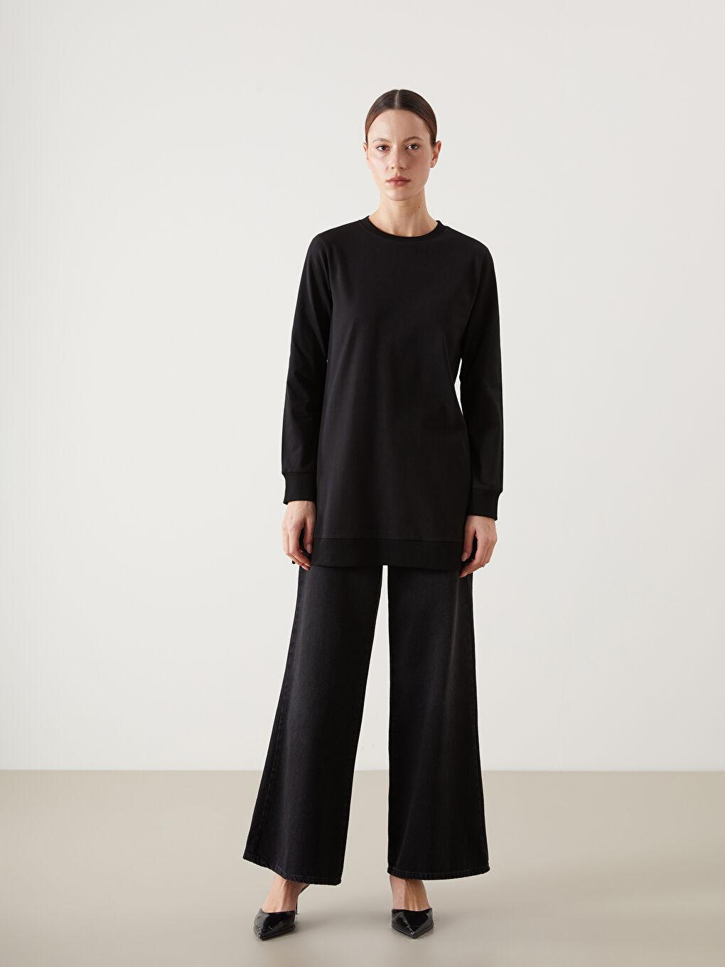 Crew Neck Women's Sweatshirt Tunic -S5HD29Z8-CVL