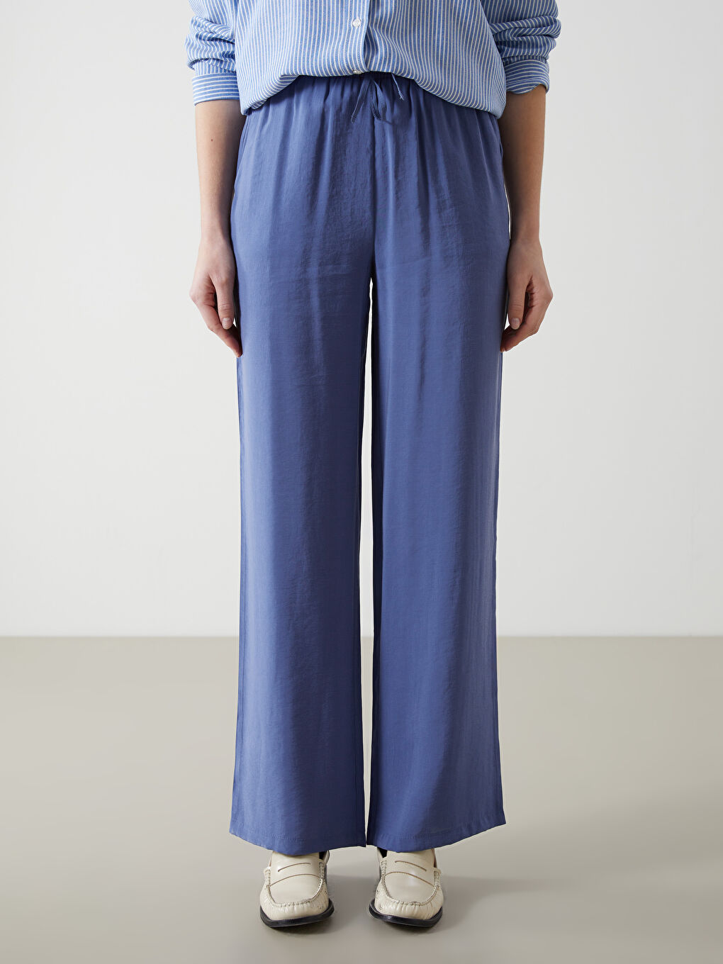 XSIDE Indigo Beli Lastikli Kadın Pantolon - 1