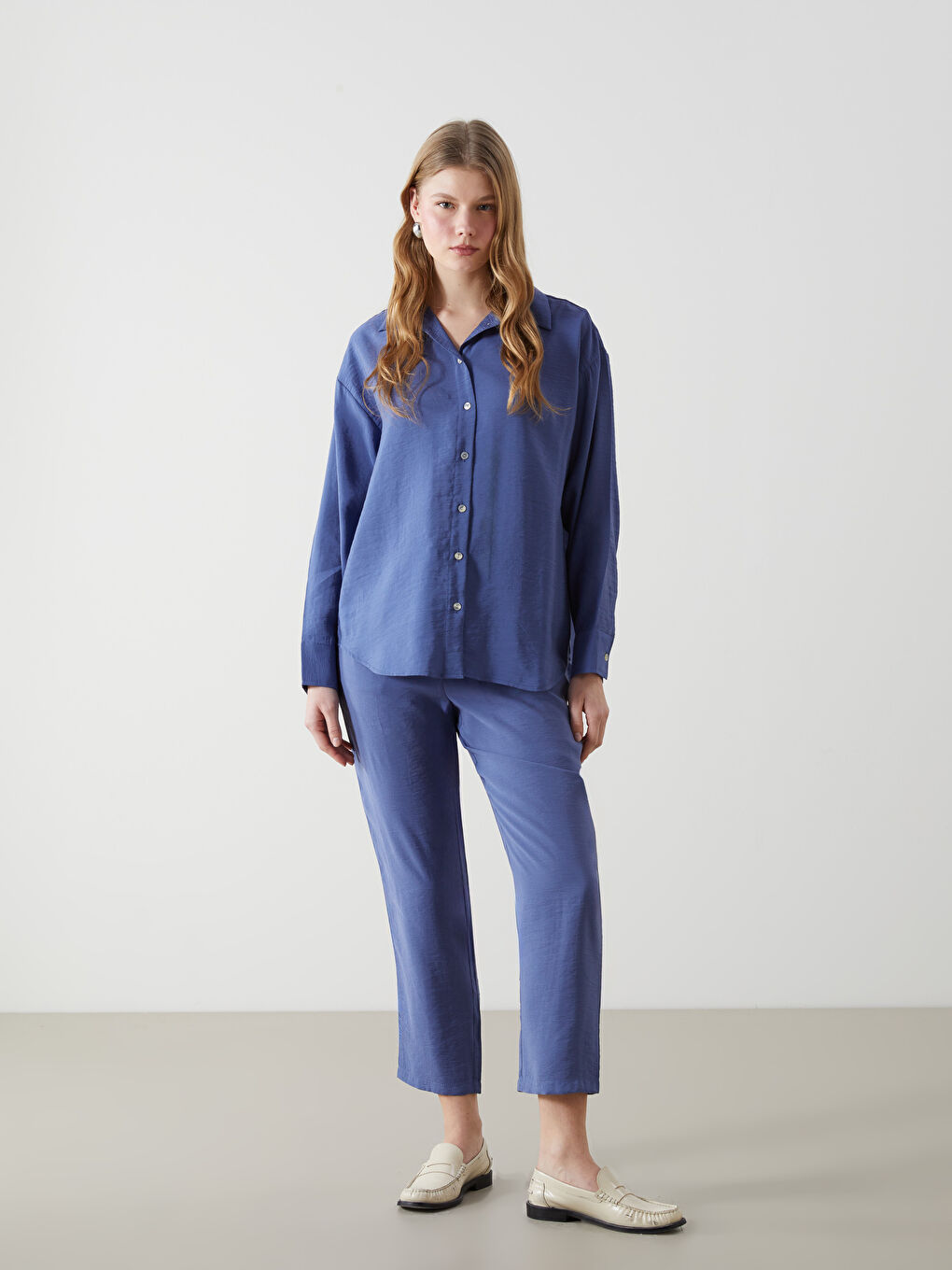 XSIDE Indigo Beli Lastikli Kadın Pantolon