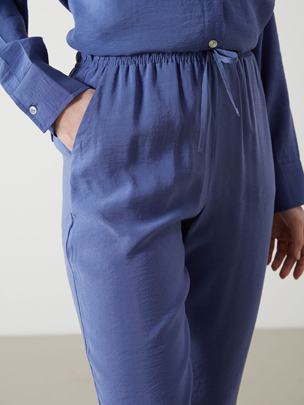XSIDE Indigo Beli Lastikli Kadın Pantolon - 2