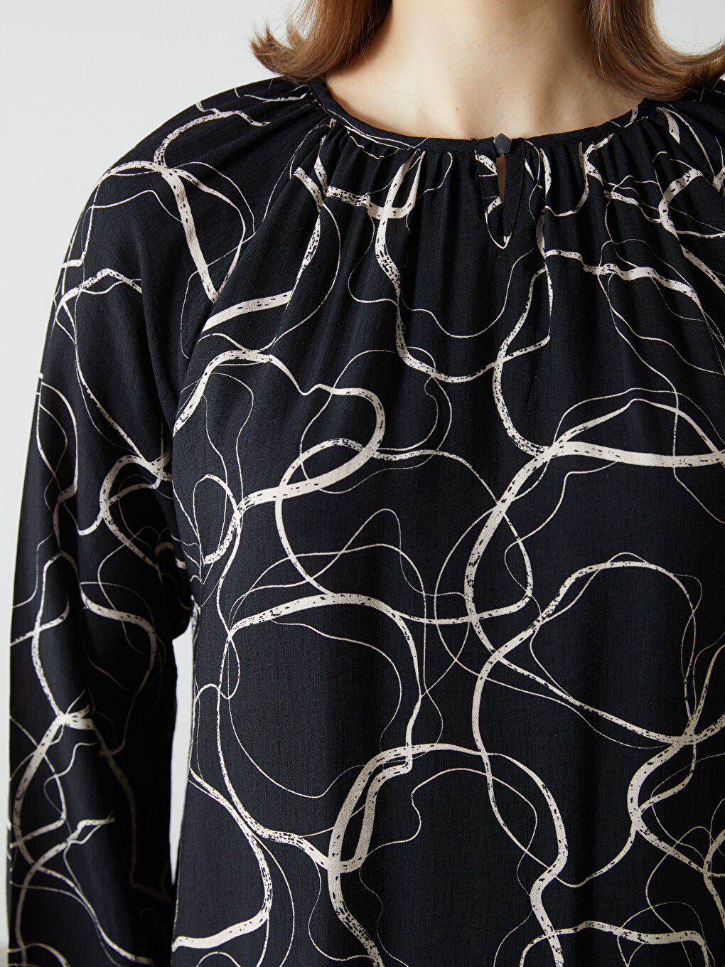 Crew Neck Patterned Women's Dress -S5HD39Z8-SW5