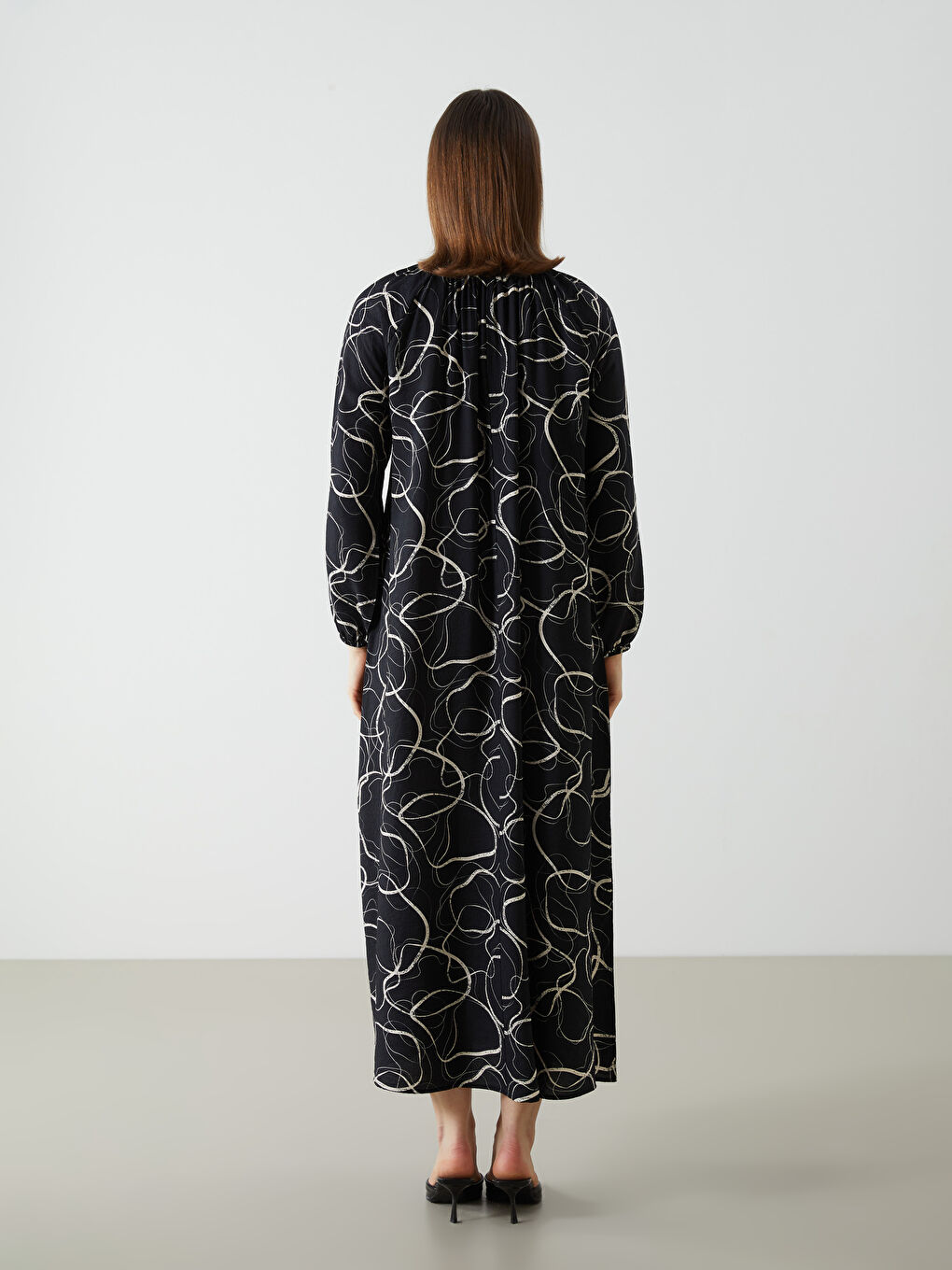 Crew Neck Patterned Women's Dress -S5HD39Z8-SW5