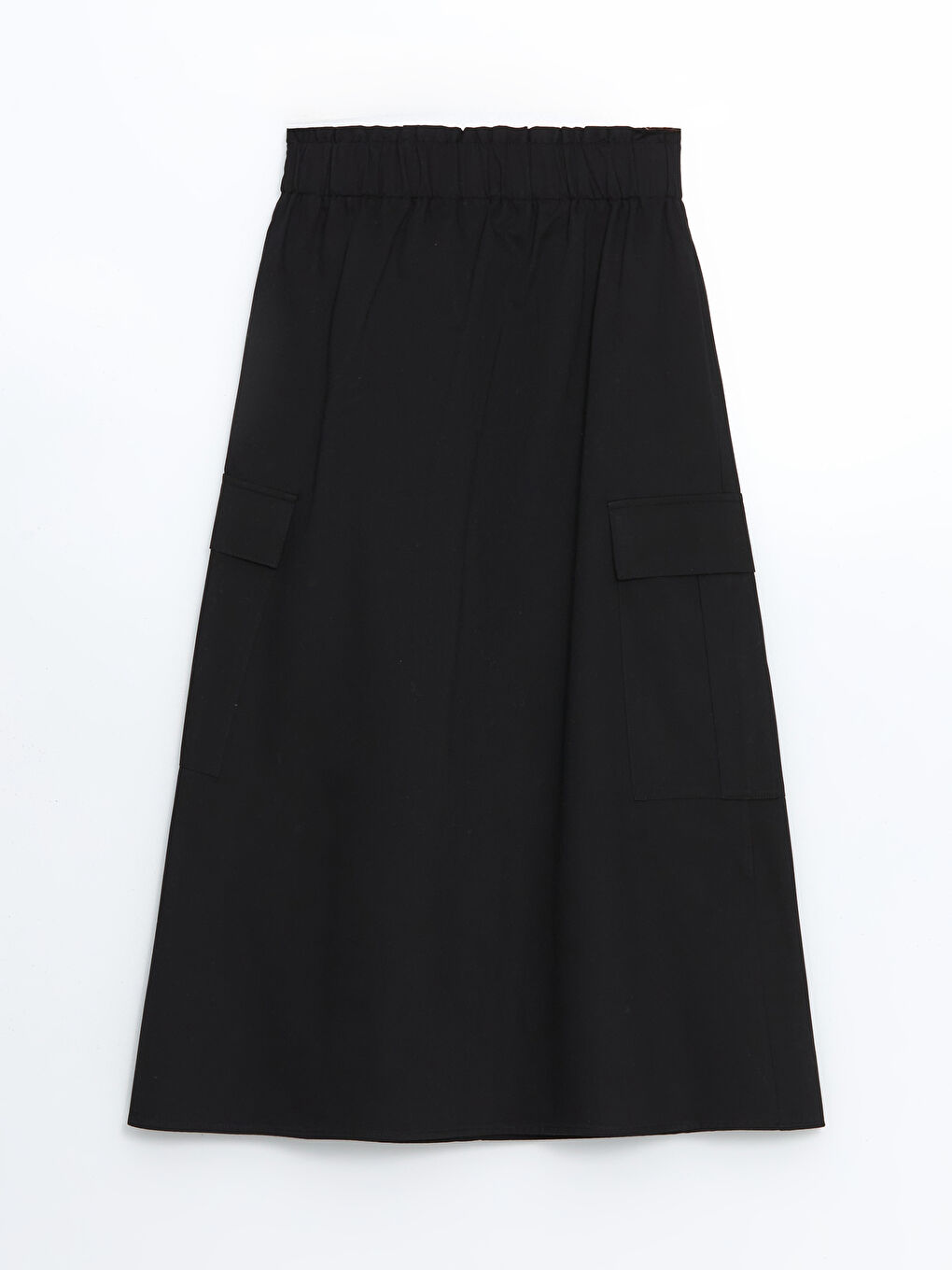 Siyah Beli Lastikli Poplin Kadın Etek-4