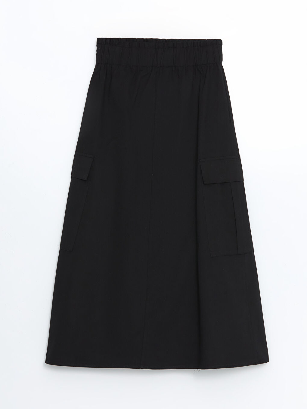 Siyah Beli Lastikli Poplin Kadın Etek-5