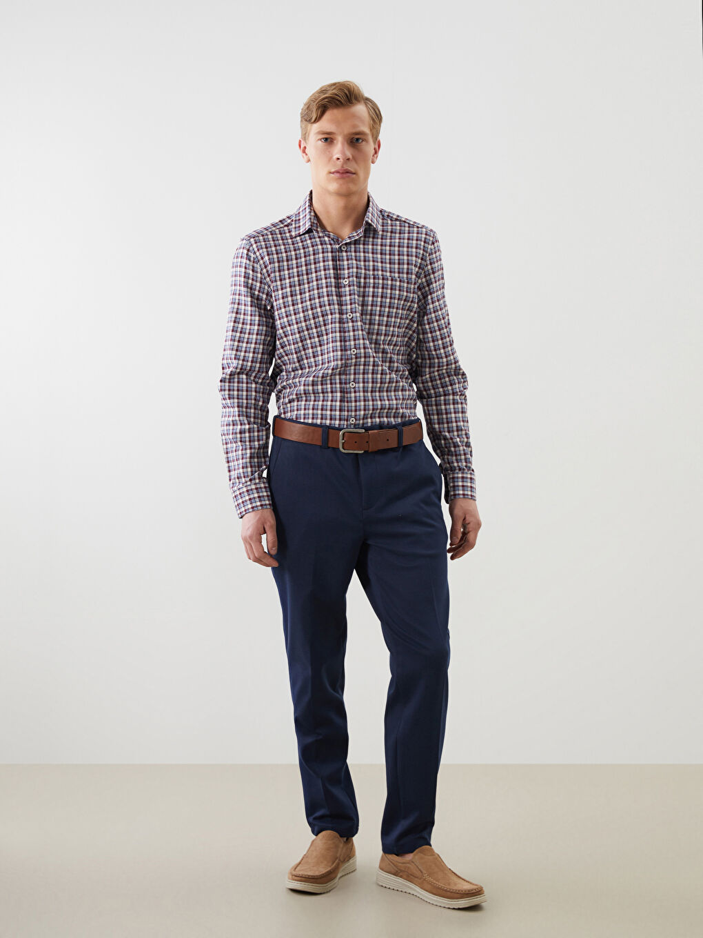 Regular Fit Long Sleeve Plaid Gabardine Men's Shirt-1