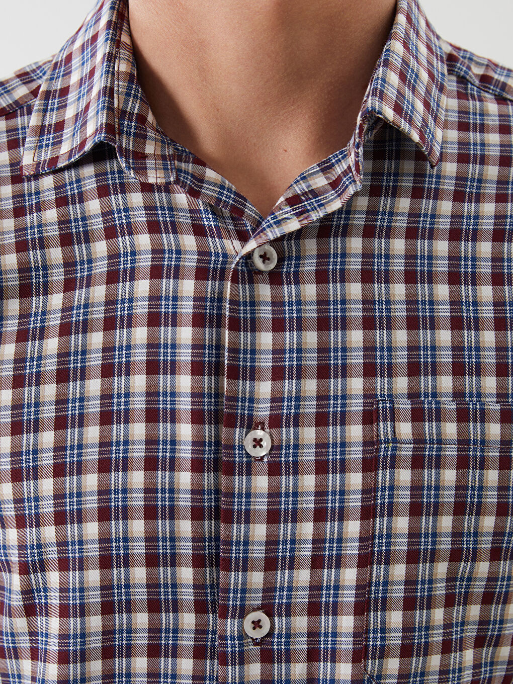 Regular Fit Long Sleeve Plaid Gabardine Men's Shirt-2