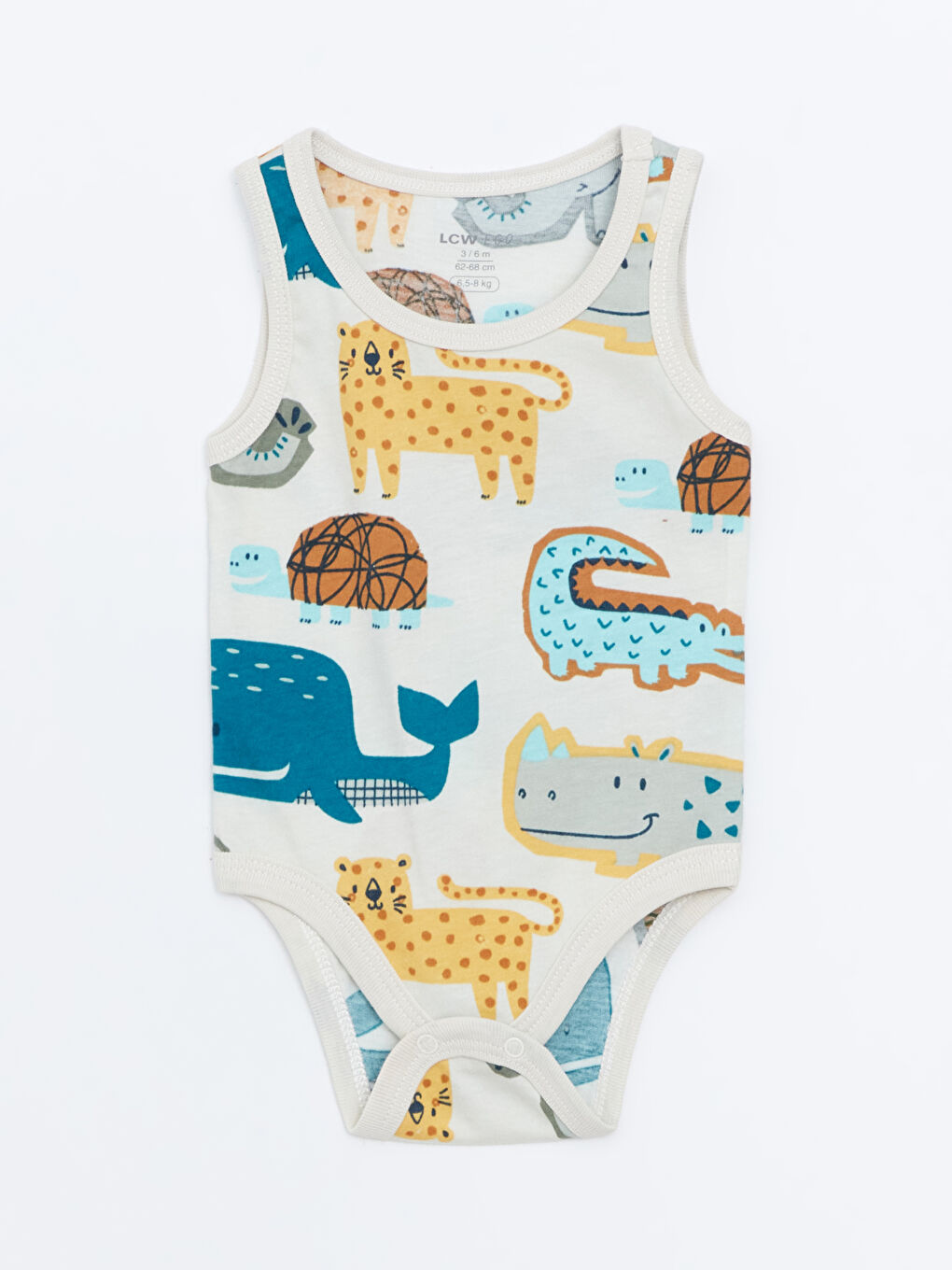 Ekru Baskılı Erkek Bebek Çıtçıtlı Bodysuit